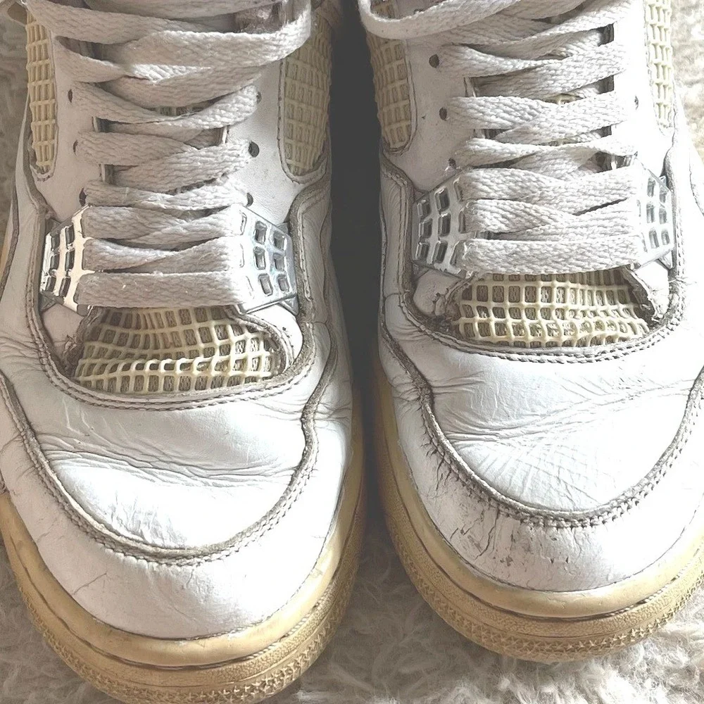 Jordan 4 Retro Pure Money White Metallic Silver 308497-100 Mens Basketball Shoes
